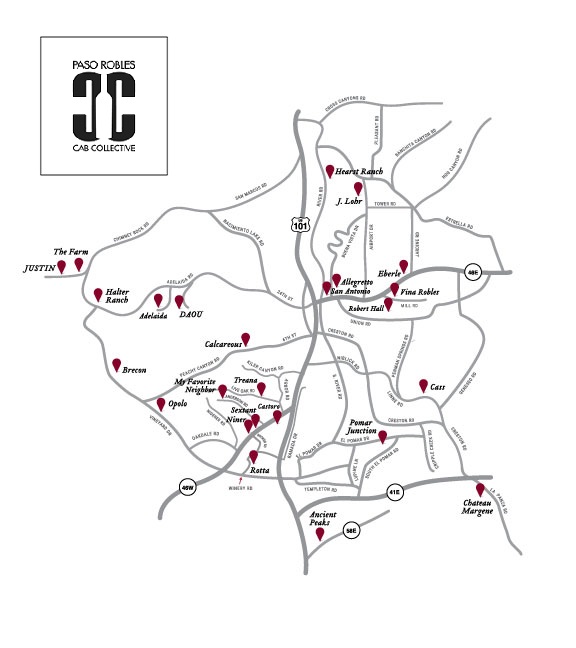 Paso Robles Wine Tasting Map - CAB Collective Members